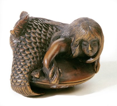 Netsuke scolpito a forma di sirena da Japanese School